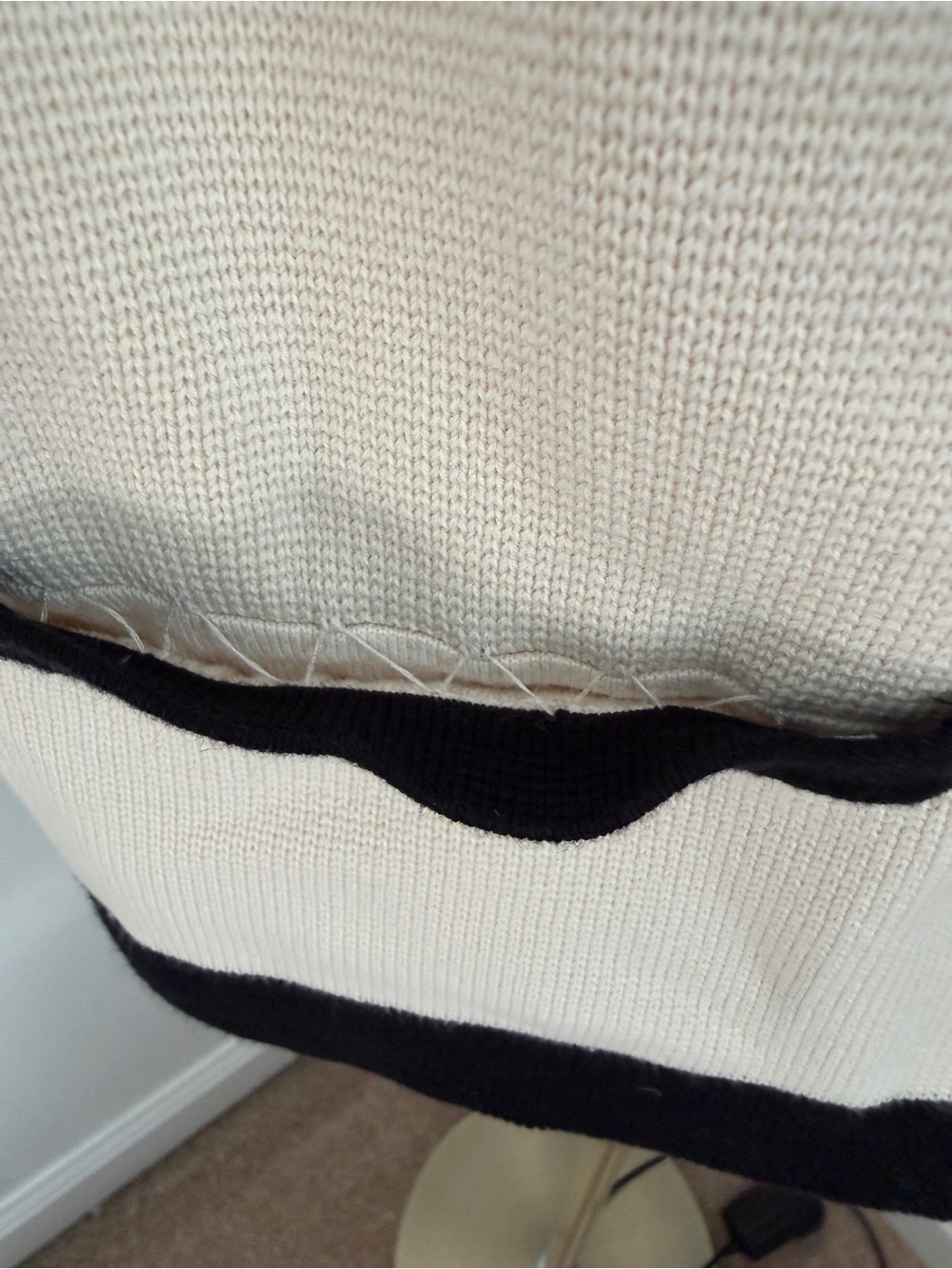 Talbots Black and Cream Striped Zip-Front Cardigan - Picture 4 of 5
